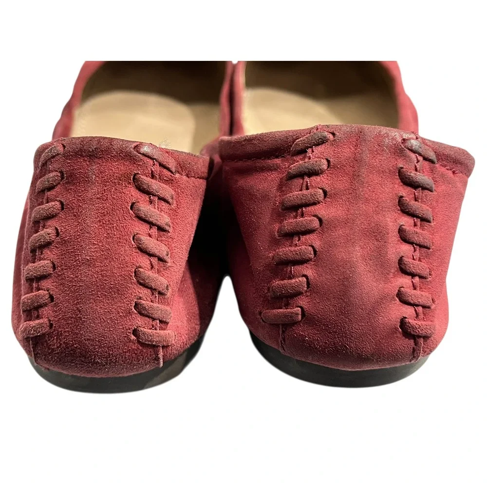 Tory Burch Burgundy Suede‎ Ballet Flats Women's Size 7 Embellished Logo